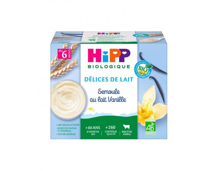 Delices De Lait Semoule Au Lait 4x100g Vanille Des 6 Mois Hipp Bebe Au Naturel