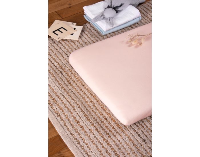 KADOLIS Drap Housse Coton Bio - Berceau/Landau Rose Nude 40 x 80 cm