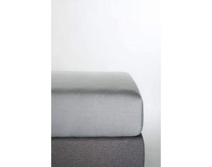 KADOLIS Drap Housse en Coton Bio - Enfant - Gris