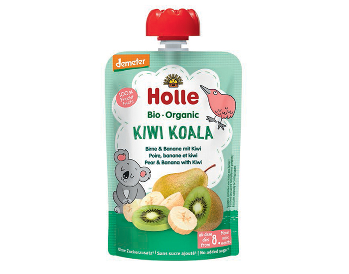 HOLLE Gourde Kiwi Koala - Poire Banane Kiwi - 100 g - Ds 8 mois 