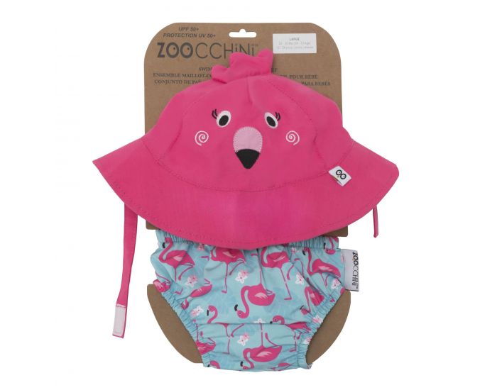 ZOOCCHINI Maillot et Chapeau Flamant Rose 3-6-mois