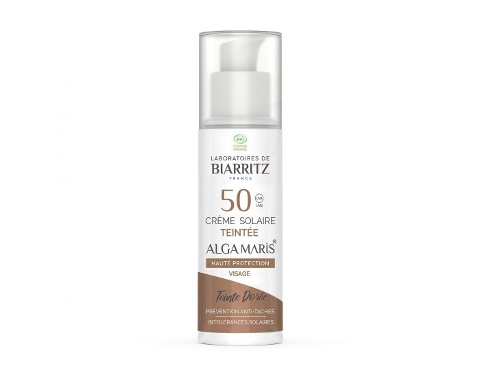 Creme Solaire Visage Teintee Spf50 Certifiee Bio 50ml Laboratoires De Biarritz Bebe Au Naturel