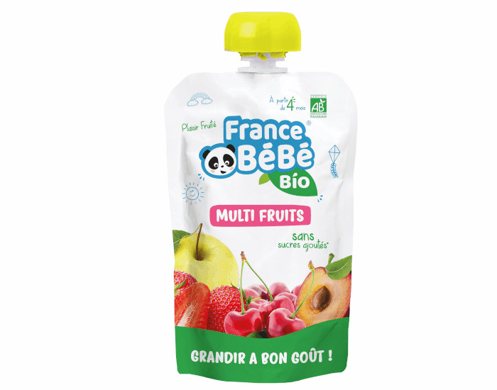 FRANCE BéBé BIO - Gourde De Purée de fruits & légumes BIO dès 4 mois -  Multi Fruits - Pack de 12 x 100g
