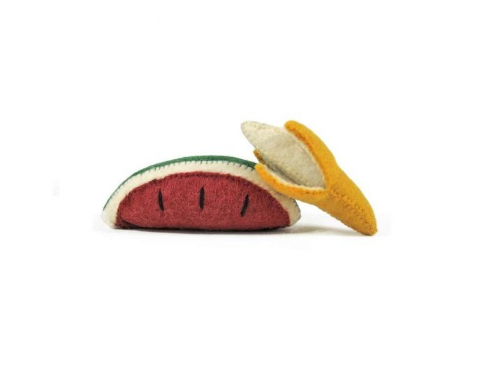 PAPOOSE TOYS Fruits en Laine Feutre - Banane et Pastque - Ds 3 ans