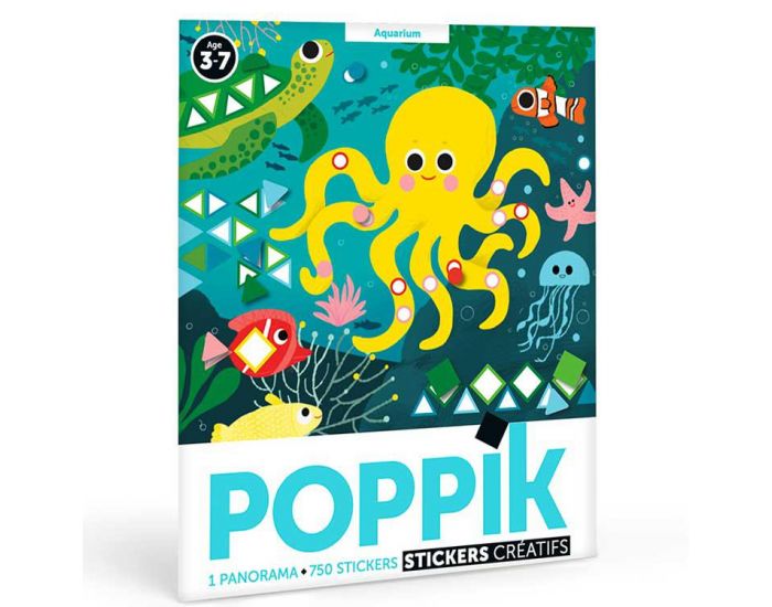 POPPIK Poster Panoramique 750 Stickers - L'Aquarium - Ds 3 Ans