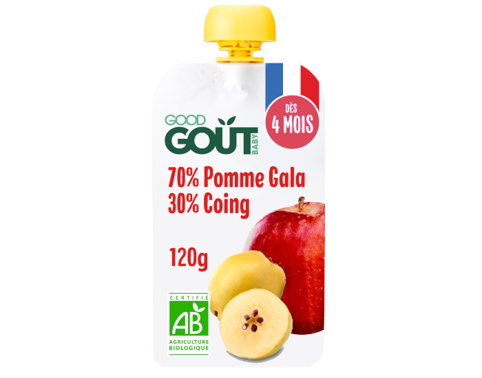 COMPOTE POMME FRAMBOISE GOURDE - Good Goût - 120 g