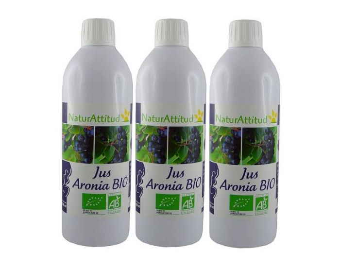 NATUR ATTITUD Jus d'aronia - Lot de 3 bouteilles - 3 x 500 ml