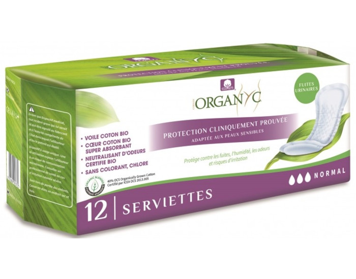 ORGANYC Fuites Urinaires Serviettes Normales - 12 units