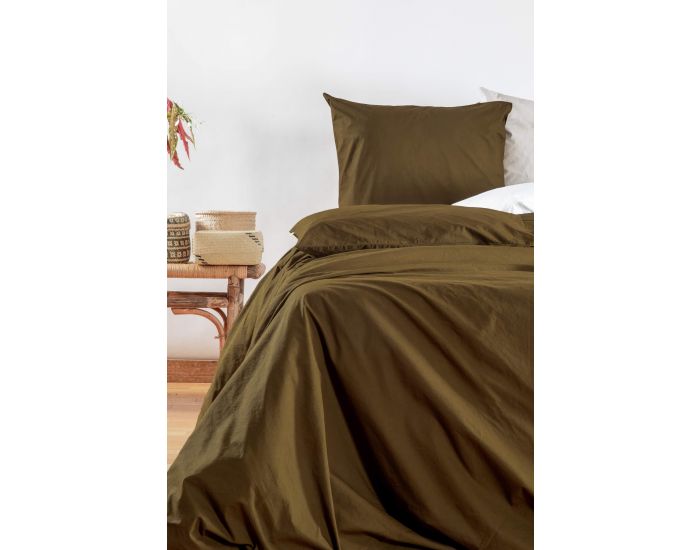 KADOLIS Drap-Housse en Percale de Coton Bio Lav - 1 Personne - Toundra 90 x 140 cm