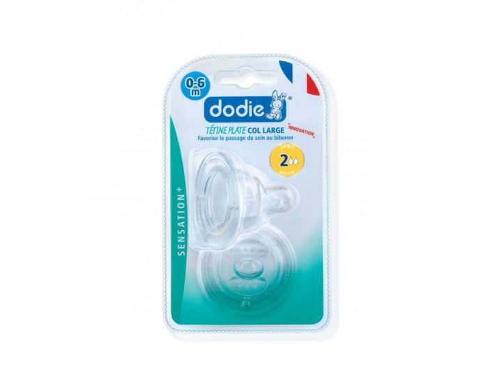 DODIE Lot de 2 Ttine Sensation+ Plate Col Large - en Silicone - 0-6 mois Dbit 2