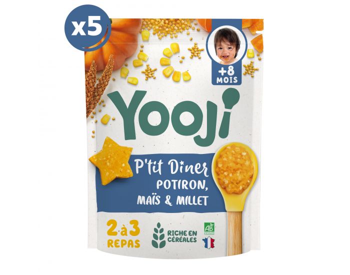 YOOJI P'tits Dners - Potiron - Lot de 5 - Ds 8 mois