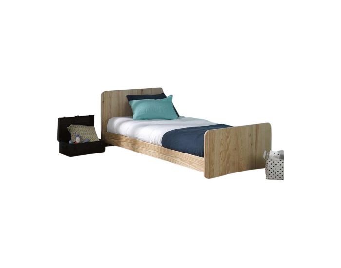 AKITEN RETAIL Pack Lit avec Matelas - Spike - Bois Naturel 90x190 cm