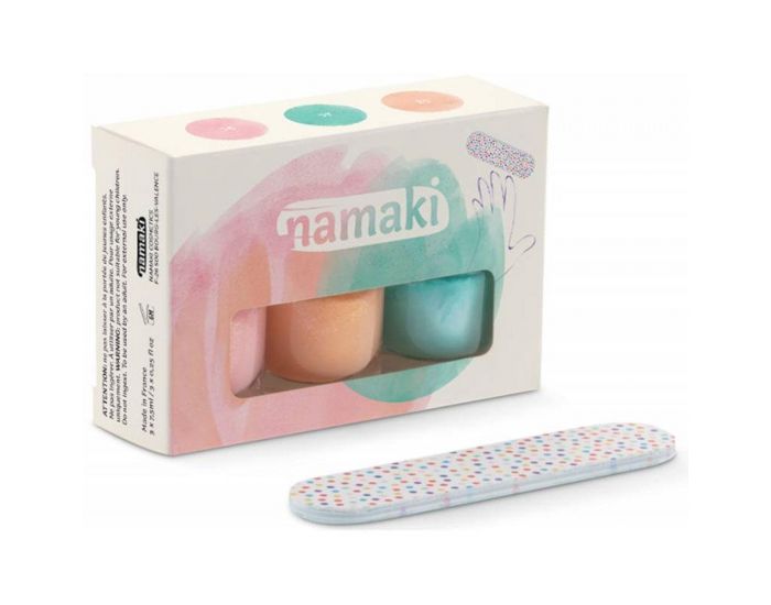 NAMAKI Coffret 3 Vernis - Dlices d'Et - Rose bonbon - Pche - Vert d'eau - Ds 3 ans