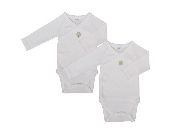 EVEIL ET NATURE Lot de 2 Bodys Manches Longues Coton bio - Blanc