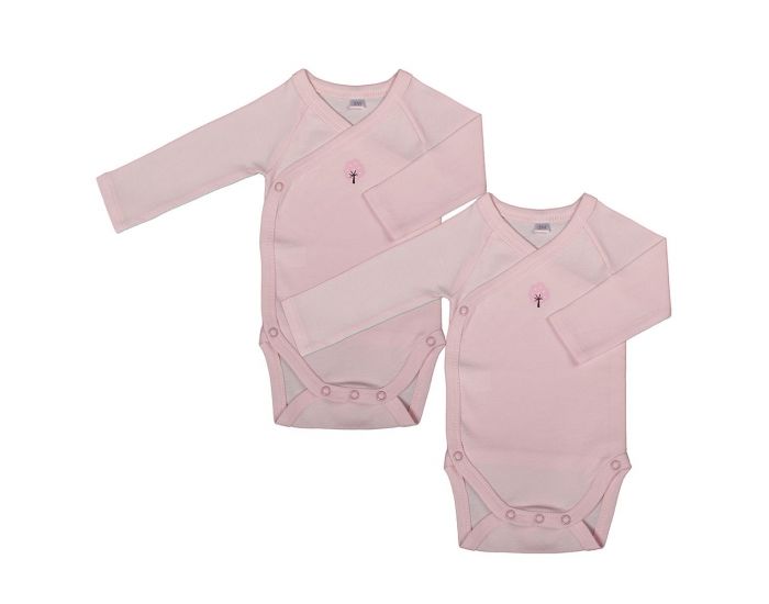 EVEIL ET NATURE Lot de 2 Bodys Manches Longues Coton Bio - Rose