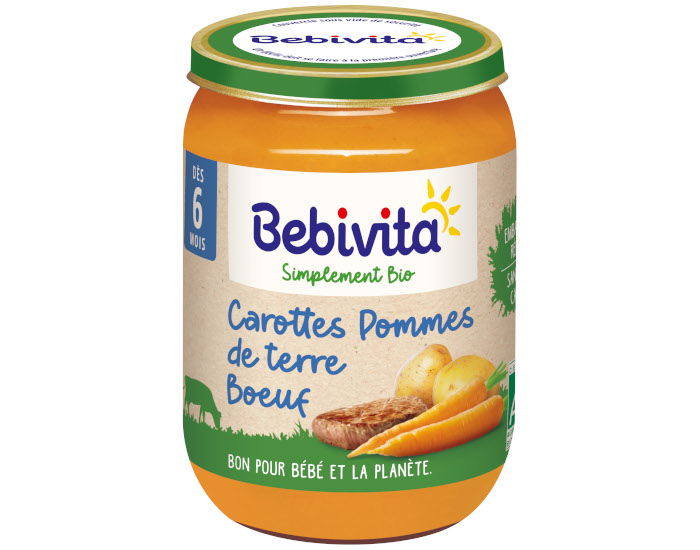 BEBIVITA Petit Pot Carottes Pommes de Terre Boeuf - Ds 6 mois - 190g