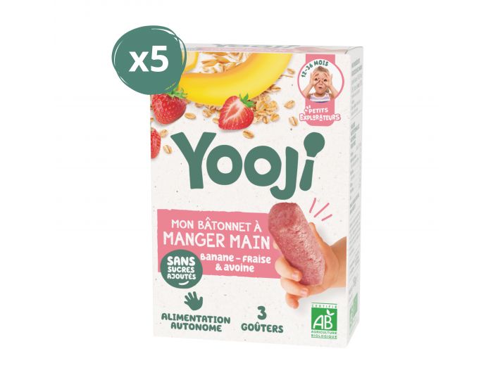 YOOJI Btonnet  Manger-main Fraise Banane - 6 x 225 g - Ds 12 mois 