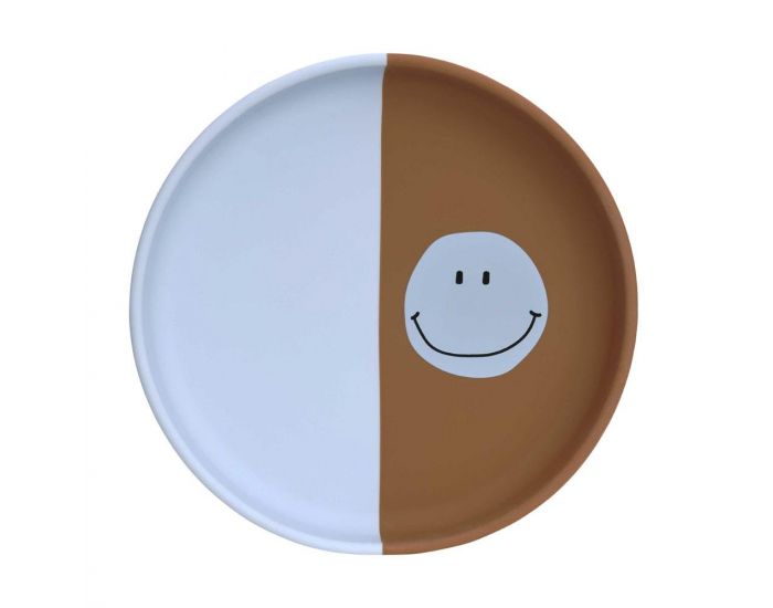 LASSIG Assiette en Silicone - Happy Rascals - Smile Bleu Ciel 