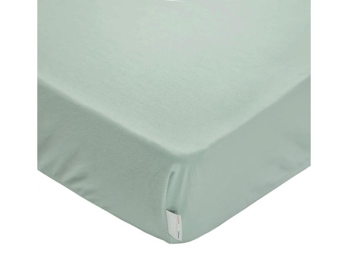 SEVIRA KIDS Drap Housse en Coton Jersey - Uni - Vert de Gris 70x140