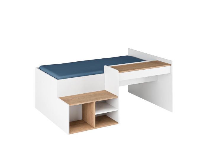 AKITEN RETAIL Lit Combin - avec Bureau Boruto Blanc et bois