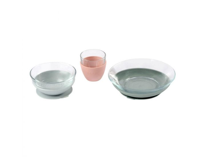 BABA Coffret Repas - Verre et Silicone - Eucalyptus