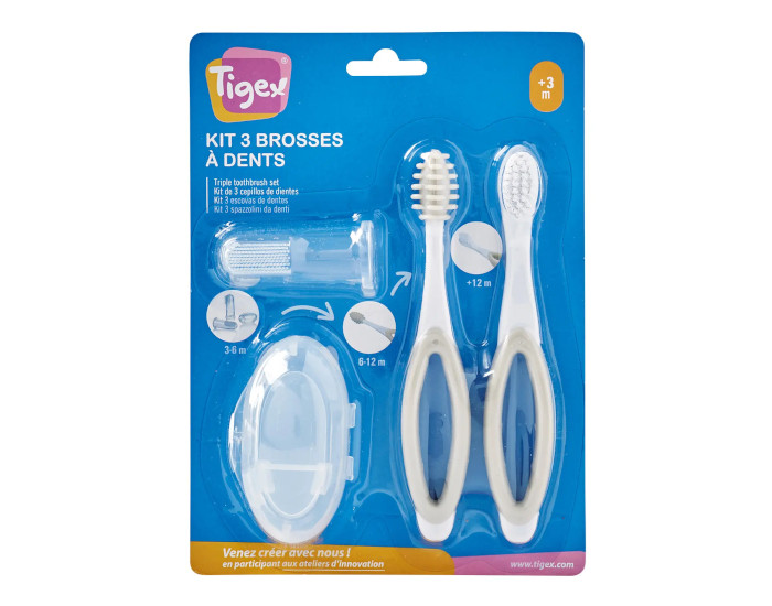 TIGEX Kit Hygine Dentaire - 3 Brosses  Dents 