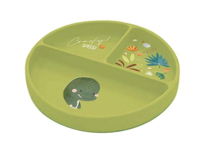 SASSI JUNIOR Assiette en Silicone - Cracky le Dinosaure - Ds 12 mois