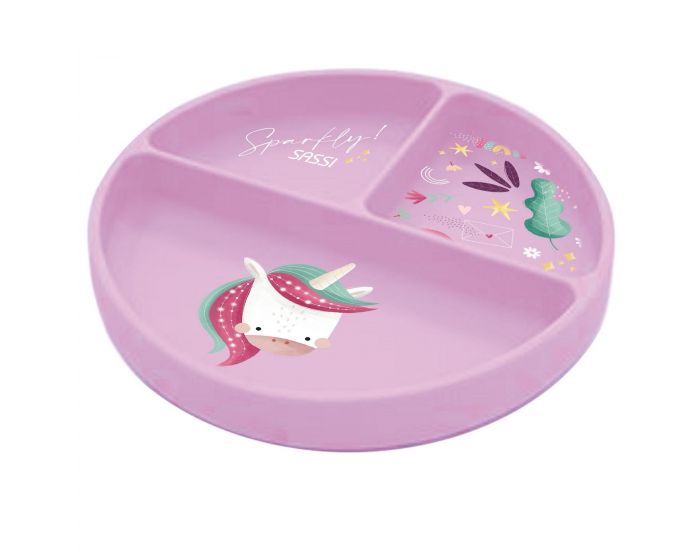 SASSI JUNIOR Assiette en Silicone - Sparkly la Licorne - Ds 12 mois