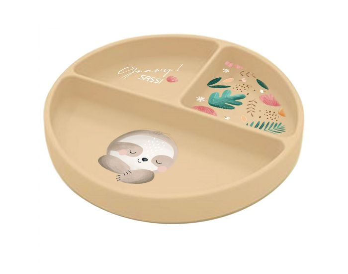 SASSI JUNIOR Assiette en Silicone - Gnawy le Paresseux - Ds 12 mois