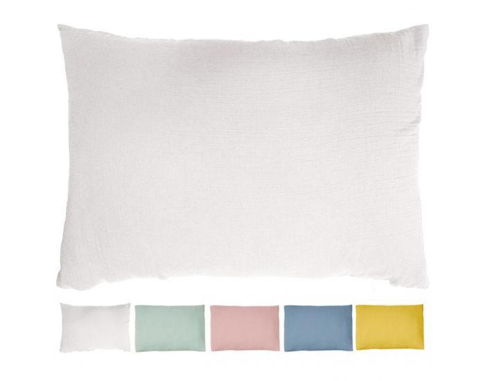 LE LIT DE MON BB Taie d'Oreiller Bb Double Gaze de Coton - Blanche 40x60 cm