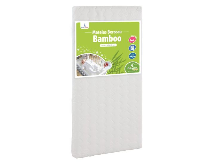 BABYSOM Matelas de Berceau Bamboo - Dhoussable - 90x40 cm -  5 cm