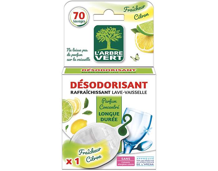 L'ARBRE VERT Dsodorisant Rafraichissant Lave-Vaisselle Fracheur Citron - 70 Lavages