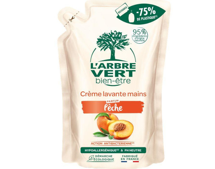 L'ARBRE VERT BIEN-TRE Crme Lavante Mains - Pche   Recharge 300ml