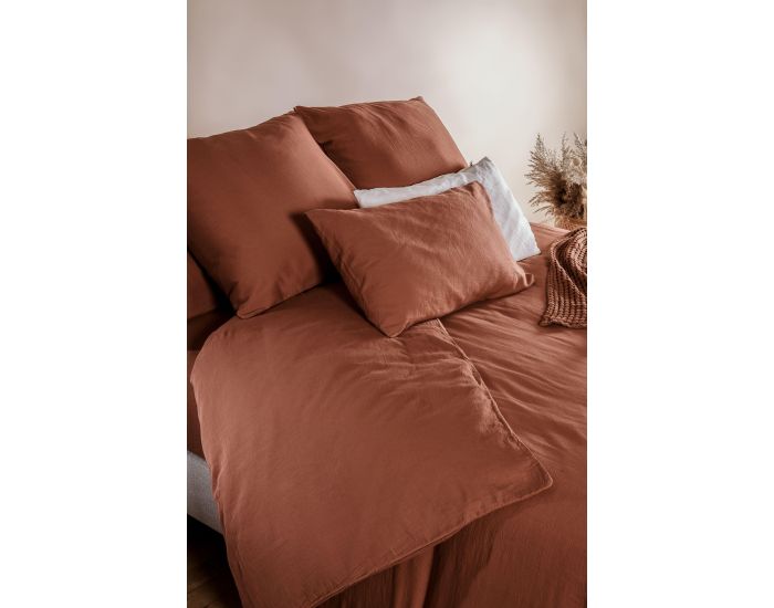 KADOLIS Housse de Couette Adulte - Unie - en Coton Bio - 80 Fils - Terracotta 240 x 220 cm