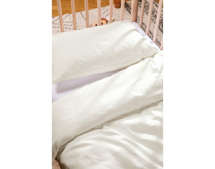 KADOLIS Housse de Couette Bb - Unie - en Coton Bio - 80 Fils - Ecru