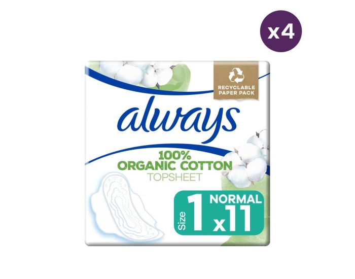 ALWAYS 4 x 11 Serviettes Hyginiques Cotton Protection - Normal