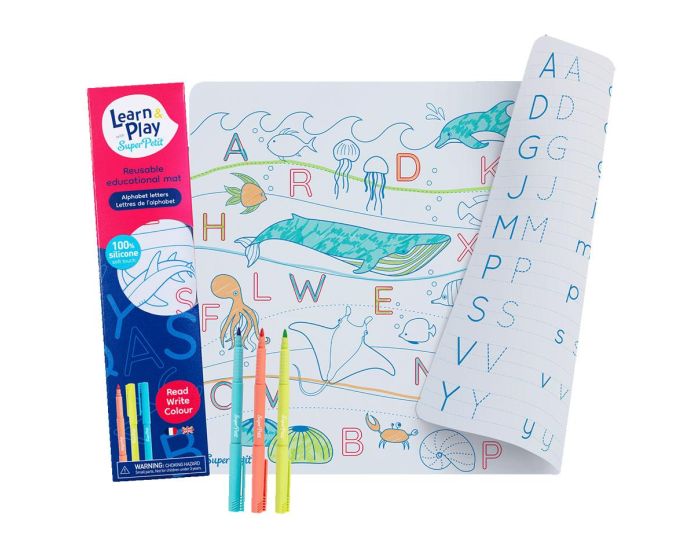 SUPER PETIT Set en Silicone  Colorier Rversible - Lettres de l'Alphabet Ocan - Ds 3 ans