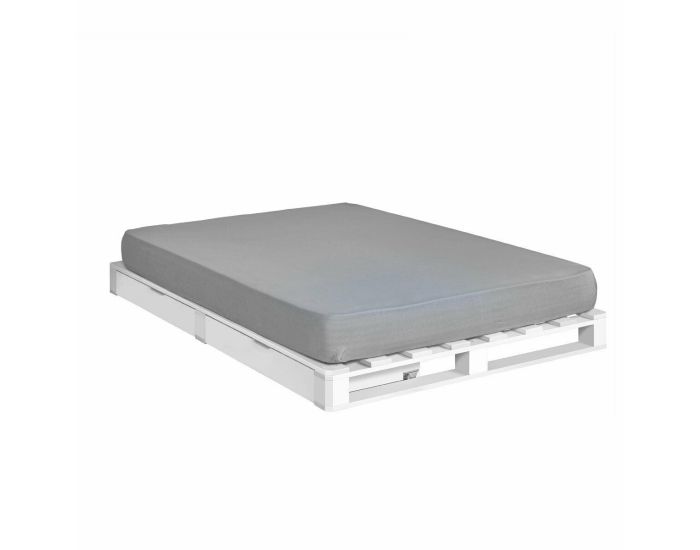 AKITEN RETAIL Pack Lit Palette avec Matelas Cembro - Blanc 160X200 cm