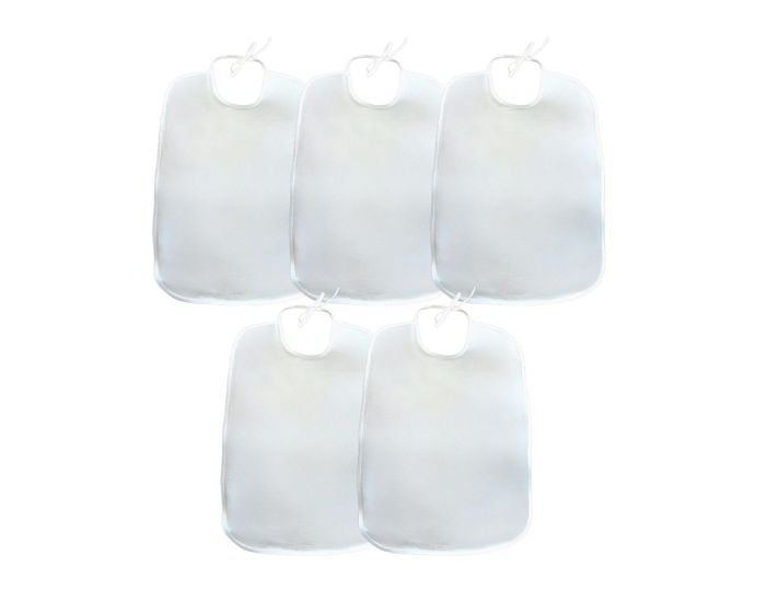 EASY DORT Lot de 5 Bavoirs Impermable - Blanc - 30x40 cm