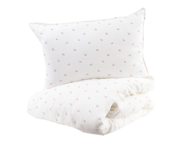 LITTLE CREVETTE Parure de Lit Bb - Taie et Housse de Couette  - Gaze de Coton - 100x140 cm