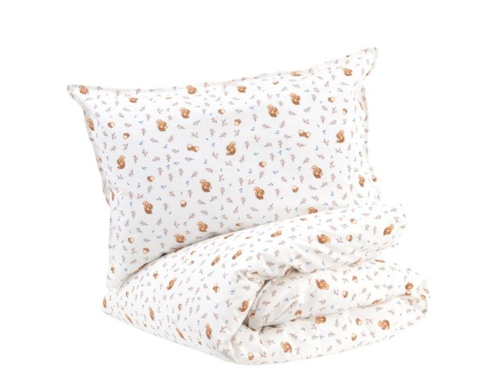 LITTLE CREVETTE Parure de Lit Bb - Taie et Housse de Couette - Noisette - 100x140 cm