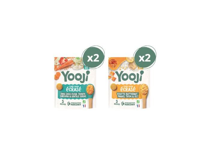 YOOJI Duo Ecrass Dahl (x2) & Risotto (x2) - 12 Repas - Ds 8 mois