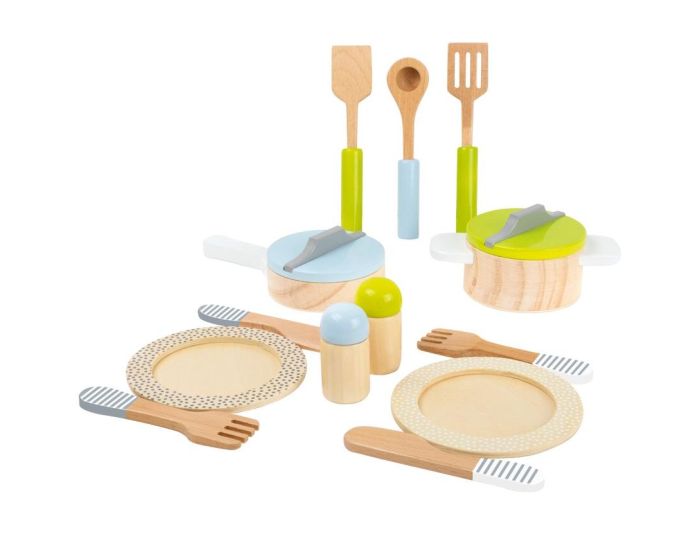 SMALL FOOT Couverts et Casseroles en Bois - Ds 2 ans