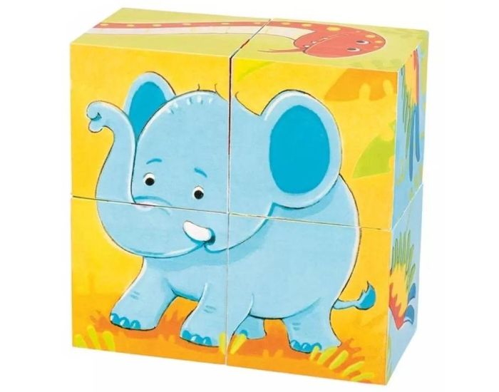 GOKI Puzzle de Cubes - Animaux Sauvages - Ds 2 ans