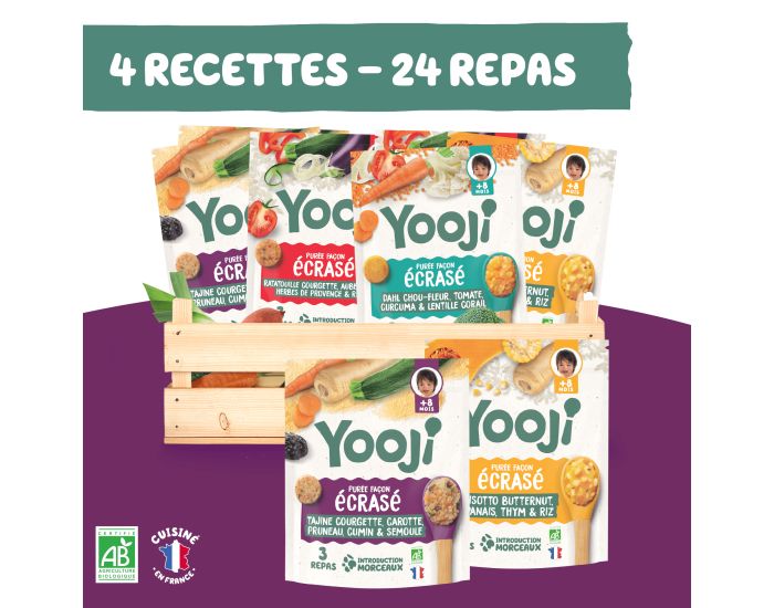 YOOJI Pack Mes 1er Morceaux - Ecrass de Lgumes/Fculents BIO - 24 Repas - Ds 8 mois