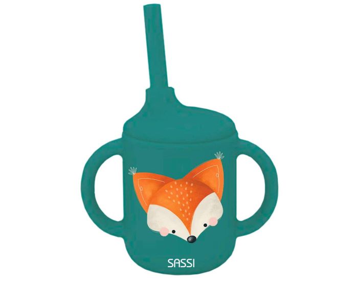 SASSI JUNIOR Gobelet en Silicone avec Poignes et Paille - 120 ml - Animaux