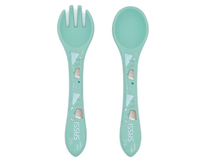 SASSI JUNIOR Set Fourchette et Cuillre en Silicone - Animaux