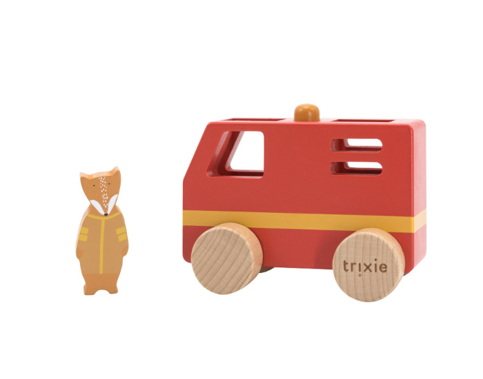 TRIXIE Petit Camion de Pompier en Bois - Ds 18 mois 