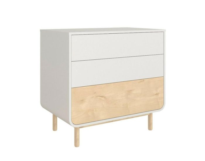 AKITEN RETAIL Commode - 3 Tiroirs - Sasha Blanc et bois