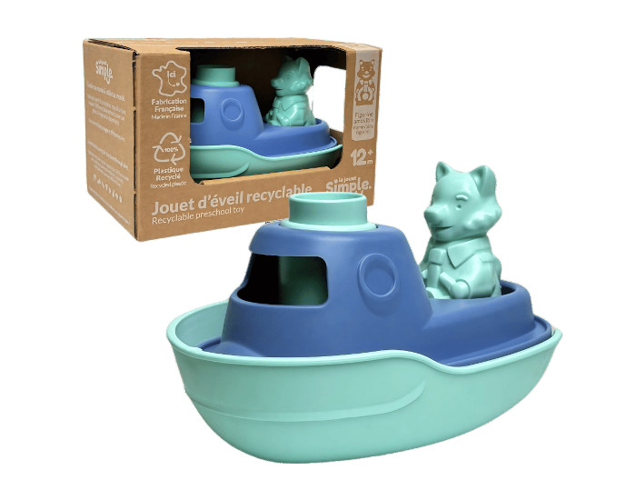 LE JOUET SIMPLE Mon Premier Bateau 2-en-1 en Plastique Recycl - Bleu - Ds 12 mois